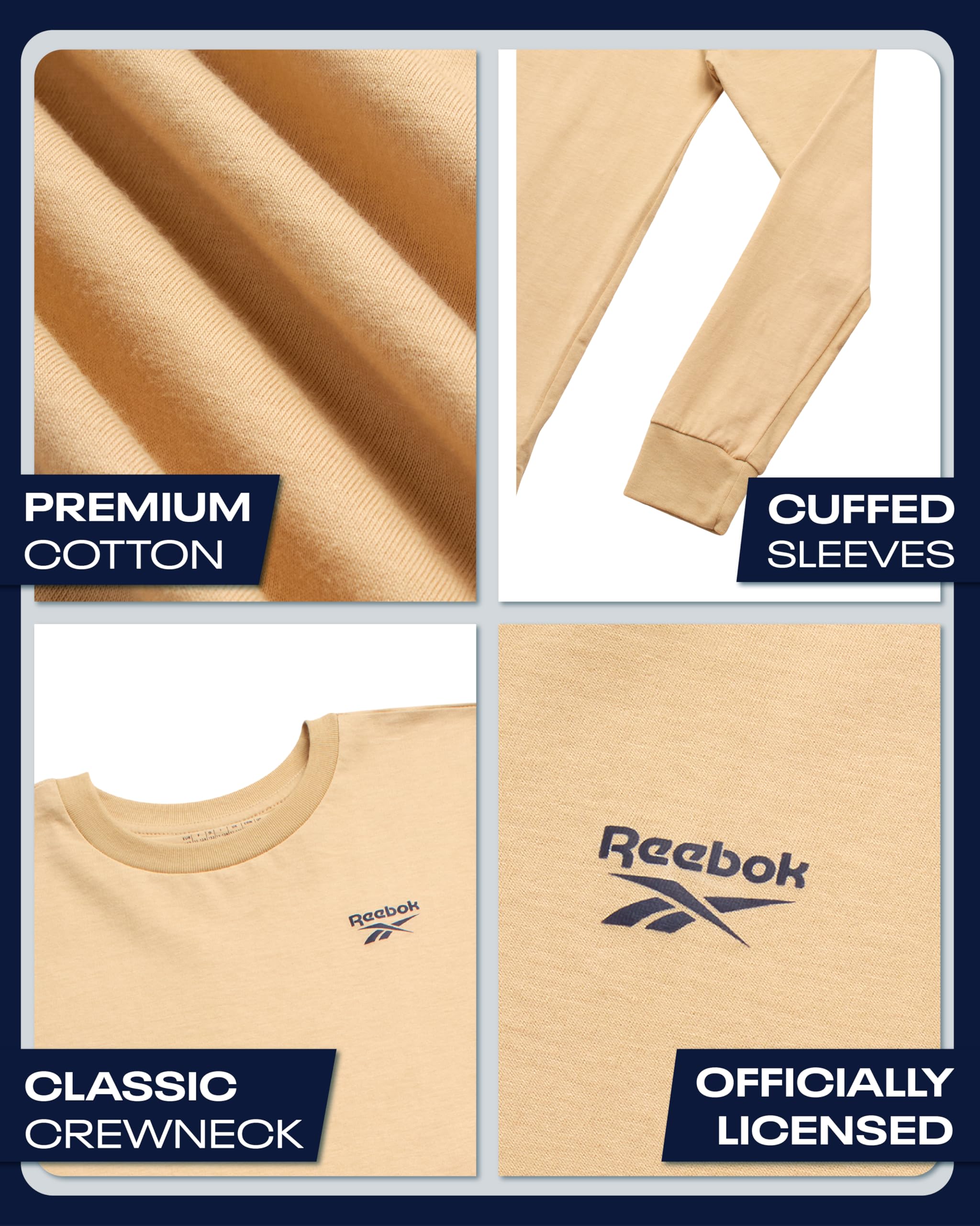 Reebok Camicia a maniche lunghe da ragazzo - Confezione da 2 magliette a maniche lunghe in cotone basic - T-shirt girocollo per ragazzi (8-14)