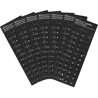 Pack of 7 German Keyboard Stickers Keyboard Stickers German Replacement Laptop Sticker with White Letters for Standard Computer Laptop Keyboard Replacement Keyboard Sticker