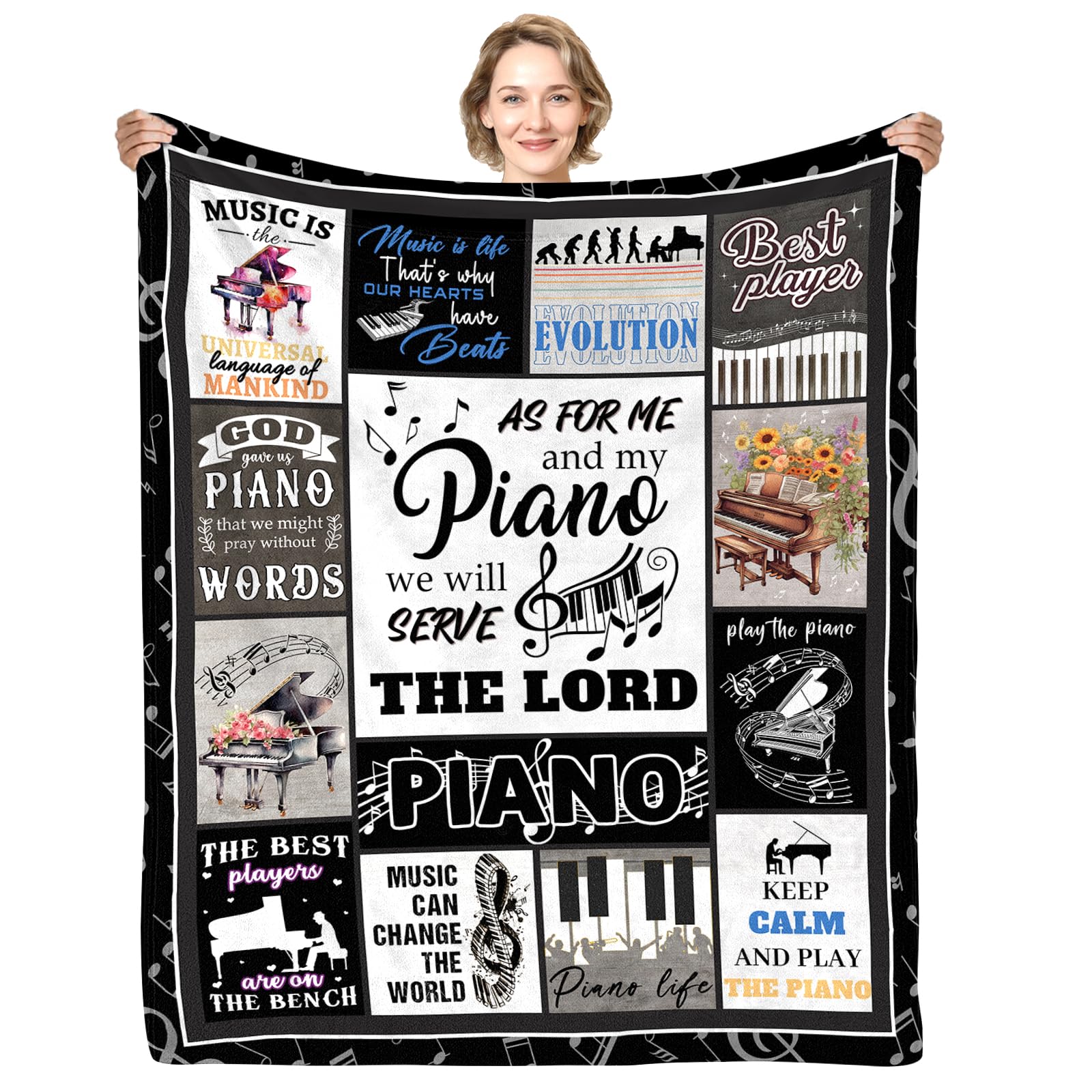 Yasrlvun Piano Gifts for Men Women 152x127CM Piano Throw Blanket Music Teacher Presents for Christmas Graduation Musicals Gift