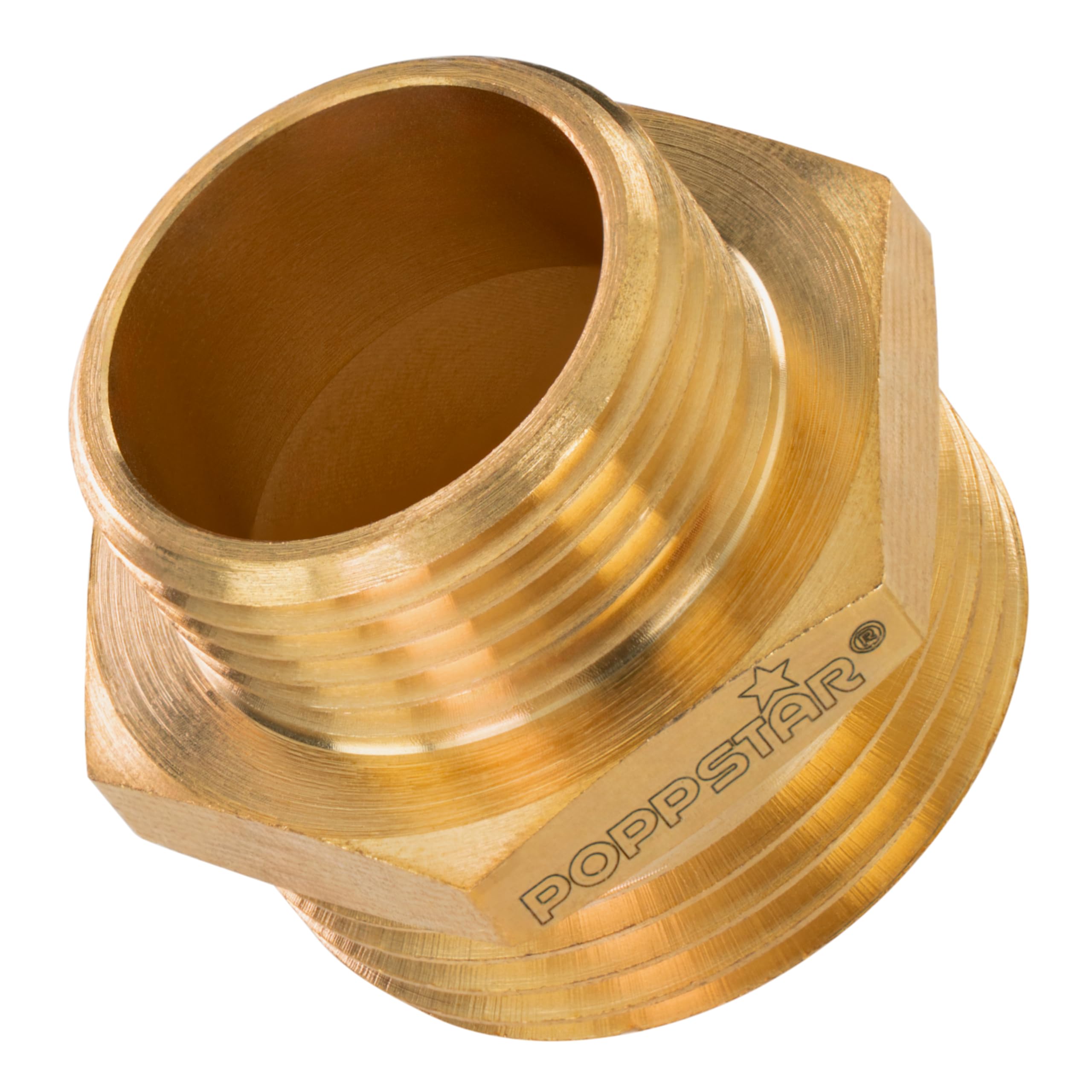 Poppstar Men's Brass Reducing Nipple External Thread 1 Inch To 3/4 Inch, With Hexagon