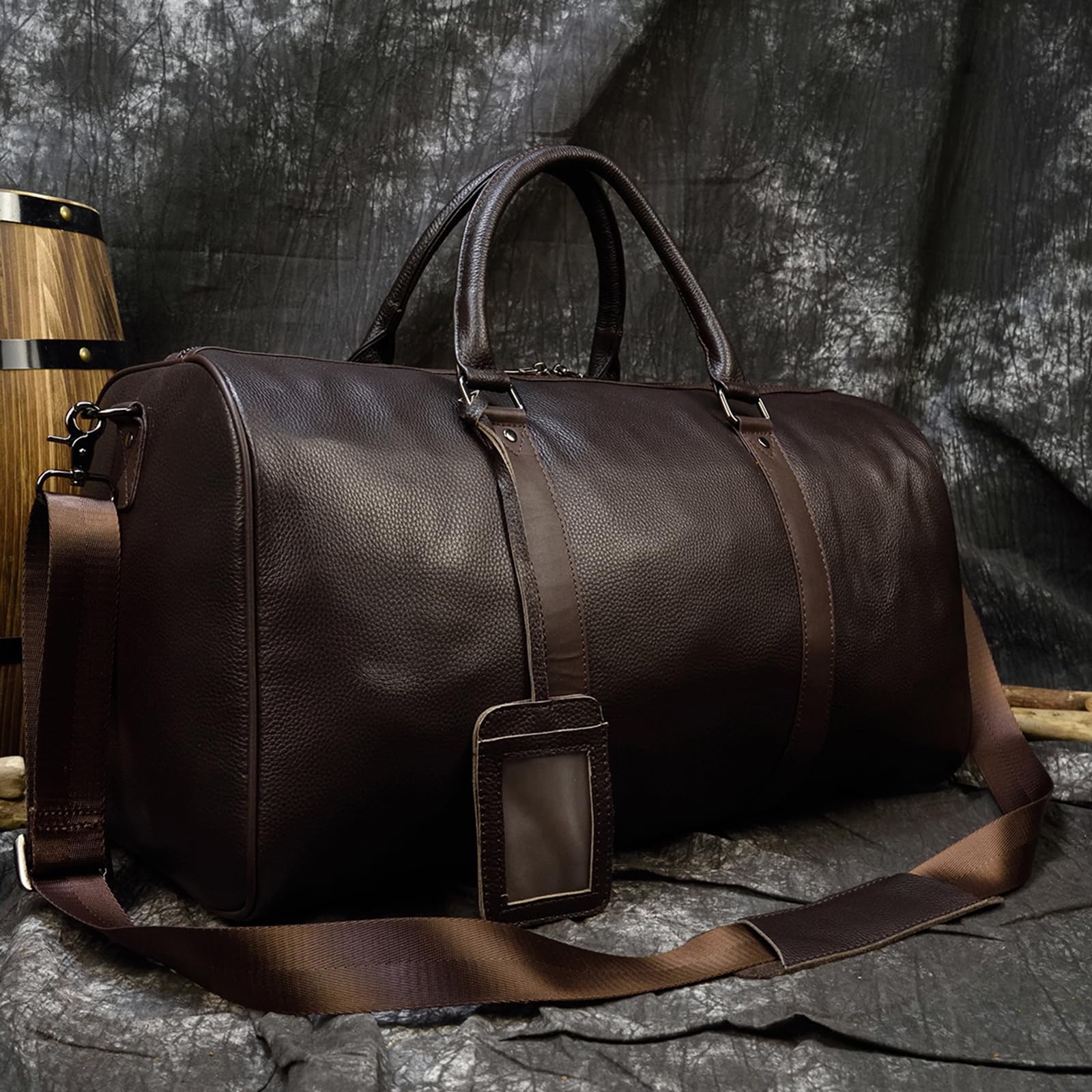 Luufan Unisex Bolsa de Viaje de Cuero Bolsa de Viaje de Fin de Semana de época