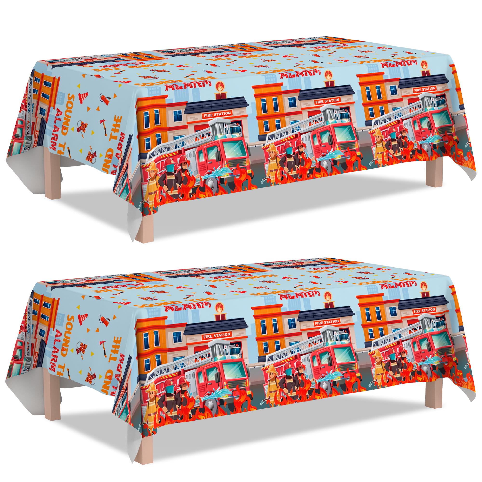 Lot De 3 Nappes Camion De Pompier - Décoration Fête Thème Pompier Pour Anniversaire Enfant