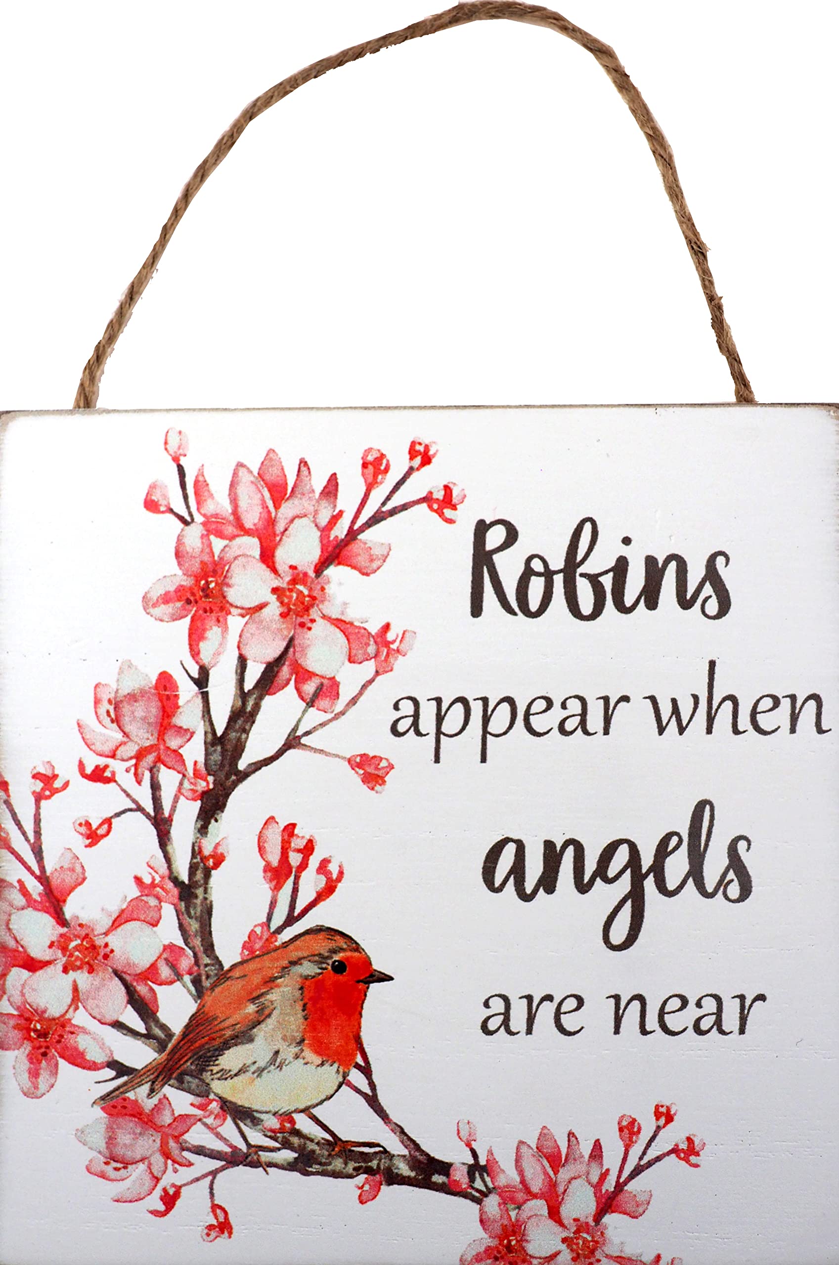 Langs Robin Quote Plaque - "Robins Appear When Angels Are Near"
