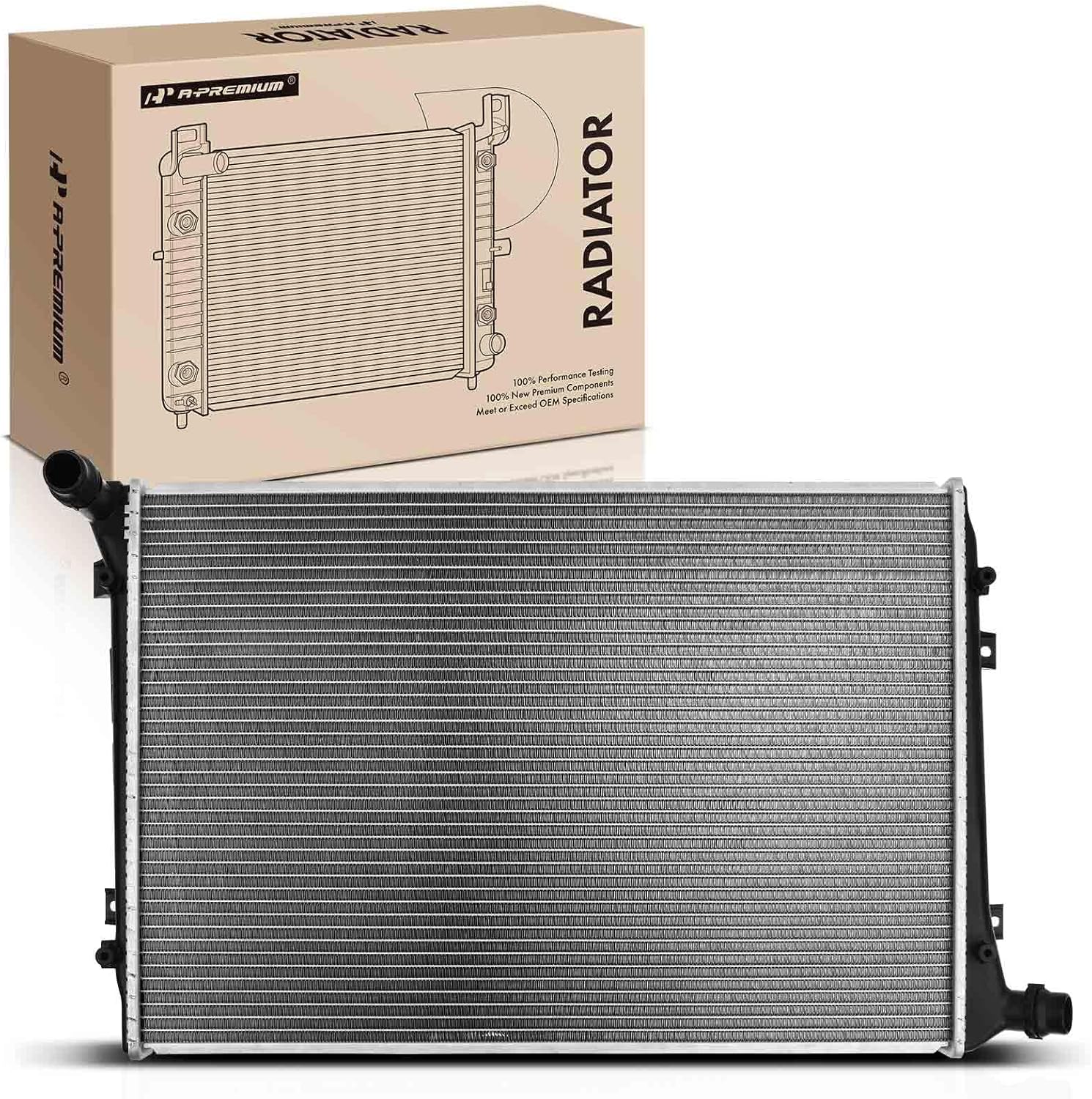 A-Premium Engine Coolant Radiator Assembly Compatible with Volkswagen Jetta 2005-2010, Bora 2008-2010 & Seat Toledo 2006, 2.0L 1.9L, Manual Transmission, Replace# 1K0121251DP