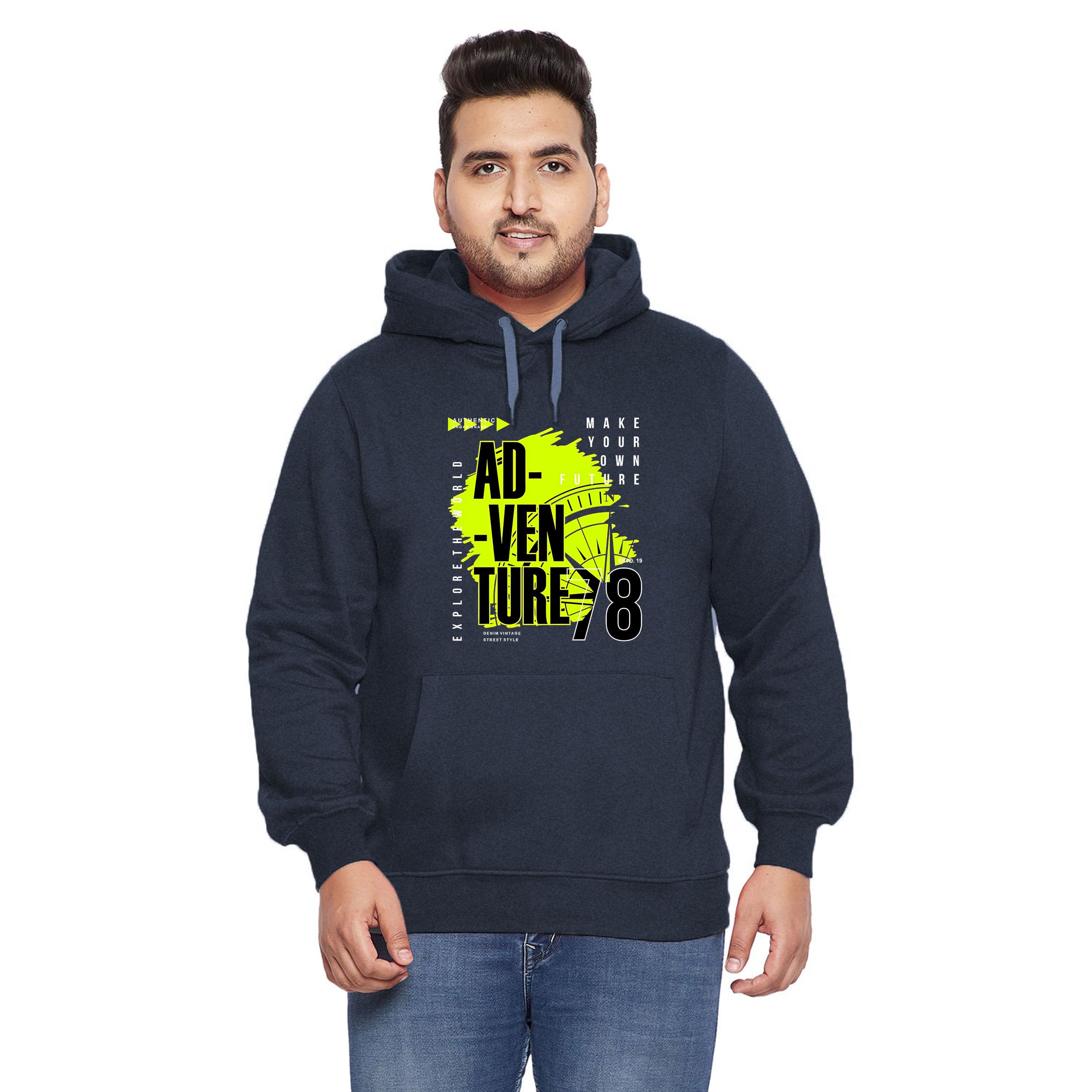 West Gate Clothing Plus Size Mens Cotton Hoodies,Hooded Sweatshirt | 100% Cotton Hoodies Plus Size Collection for Men | Adventure Printed Hoodie-image-44