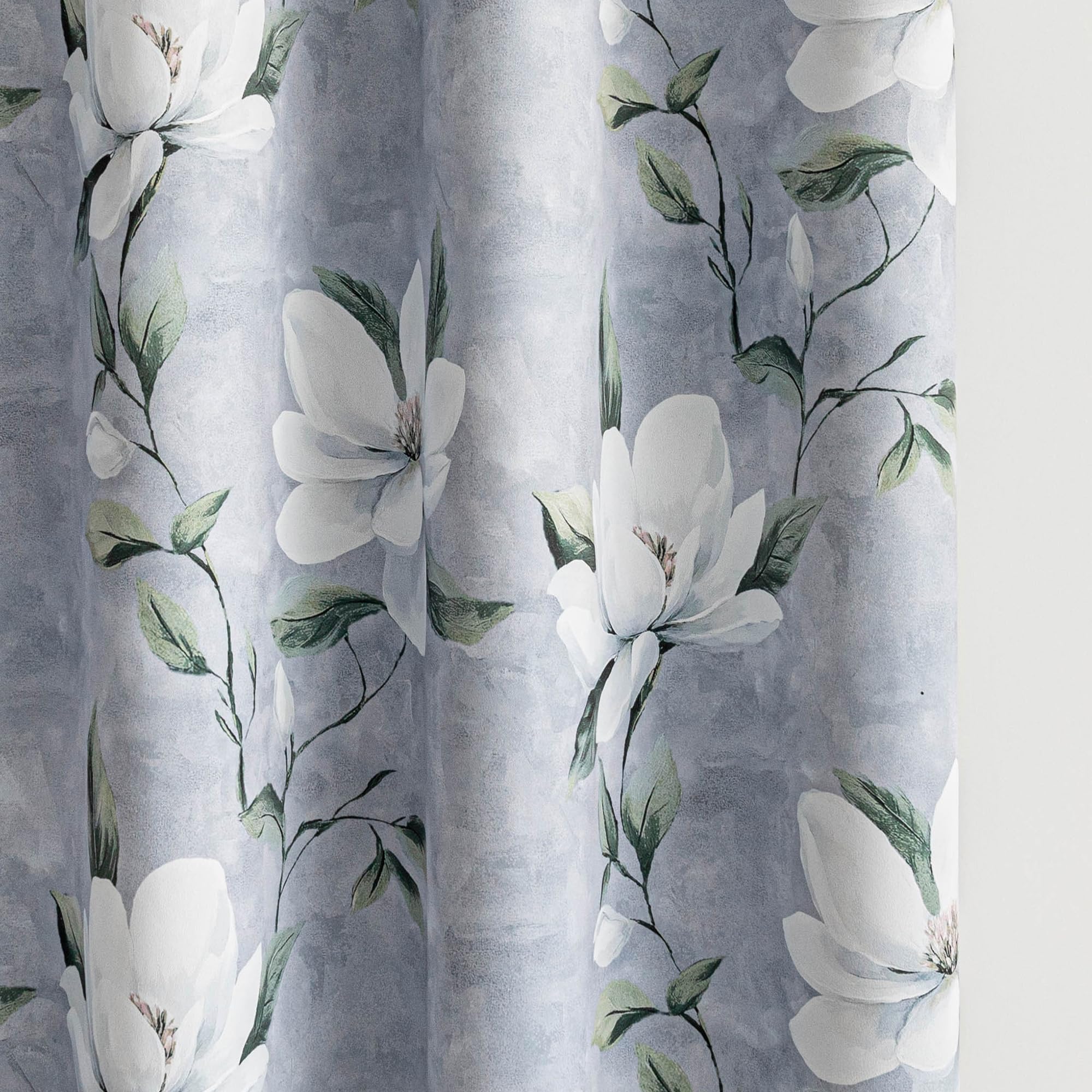 MYSKY HOME Floral 95% Blackout Curtains 45 Inch Length 2 Panels Light Grey