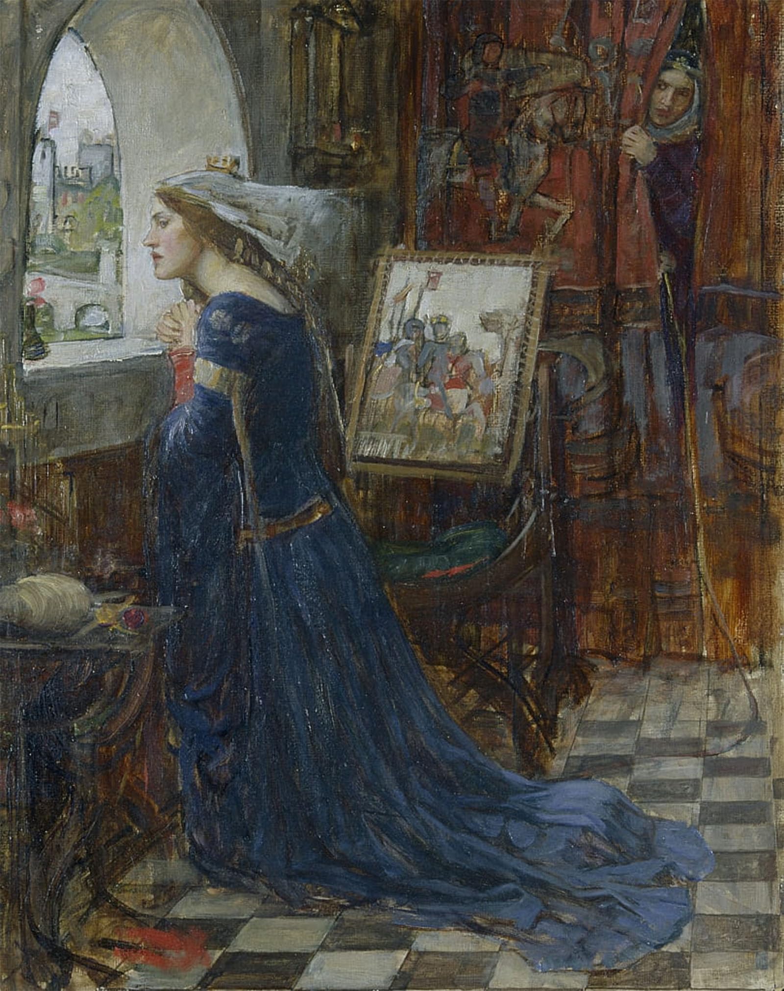 ARTXLXXBN Famous Painting Art Wall Decor Abstract Art Picture Study of a Female Figure with Rosary by John William Waterhouse Animal Pictures for Home Decor 60x90cm
