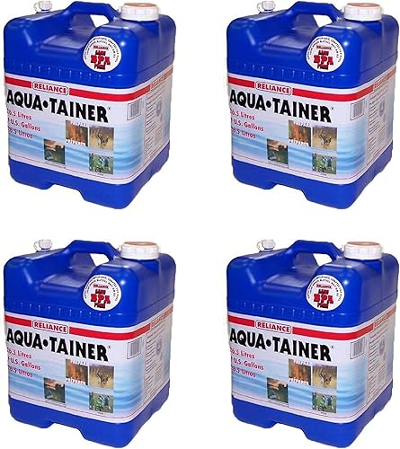 Reliance Productos Aqua Tainer Tanque de almacenamiento de agua potable de 7 galones (paquete de 4)