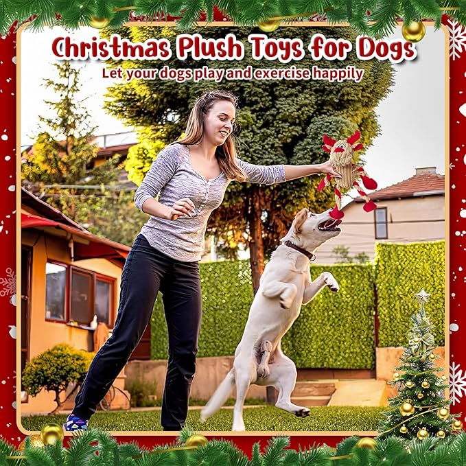 Juguete para Perro Navideño Reno con 5 Chirriadores y Papel Crujiente miniatura 4