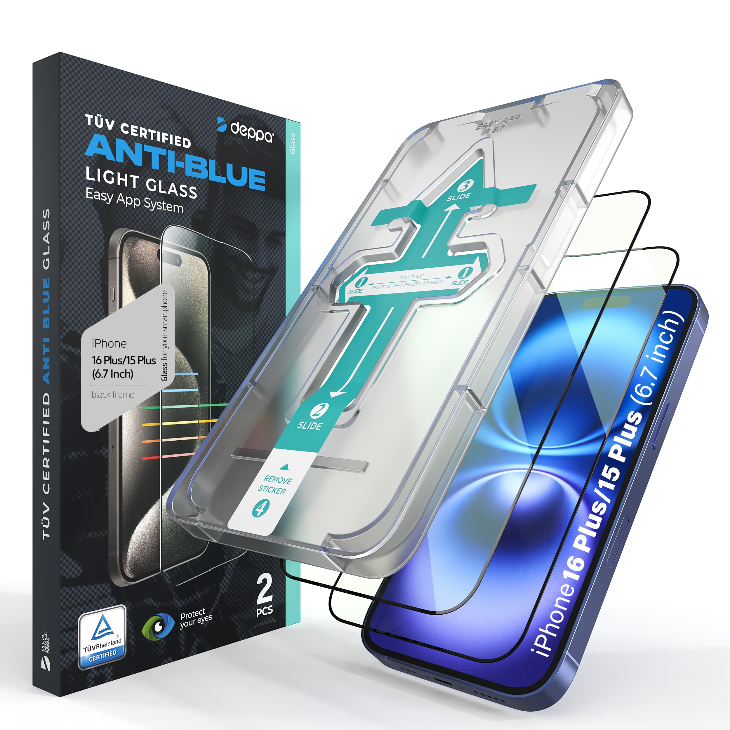 MOTIVE LIFE - Pellicola protettiva anti luce blu per iPhone 16 e iPhone