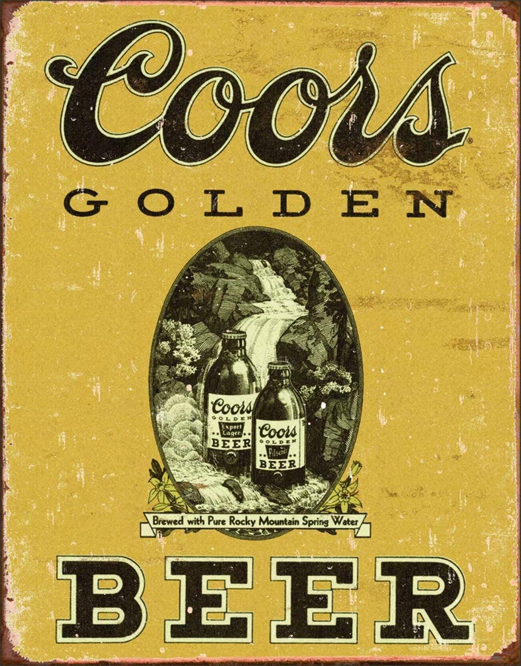Retro Vintage Metal Tin Sign Coors Golden Beer Metal Poster Bar Man Cave Restaurant Kitchen Art Wall Decoration, 8x12inch