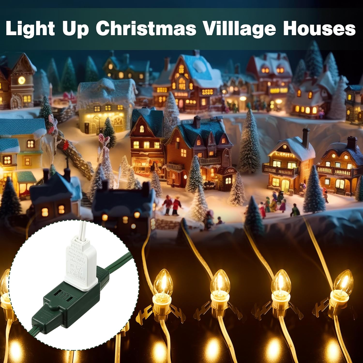 Enhon 1 Pack 15 Ft Extension Cord with 9 Outlets and On/Off Switch, Christmas Tree Light Extension Cord with Safety Fuse Male Plug for Christmas Or Holiday Lights, Xmas Village Lights (Green)