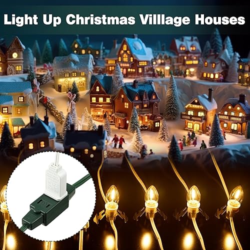 Miniatura 8 de Enhon 1 cable de extensión verde de 15 pies con 9 salidas e interruptor de encendidoapagado, cable de extensión de luz para árbol de Navidad con