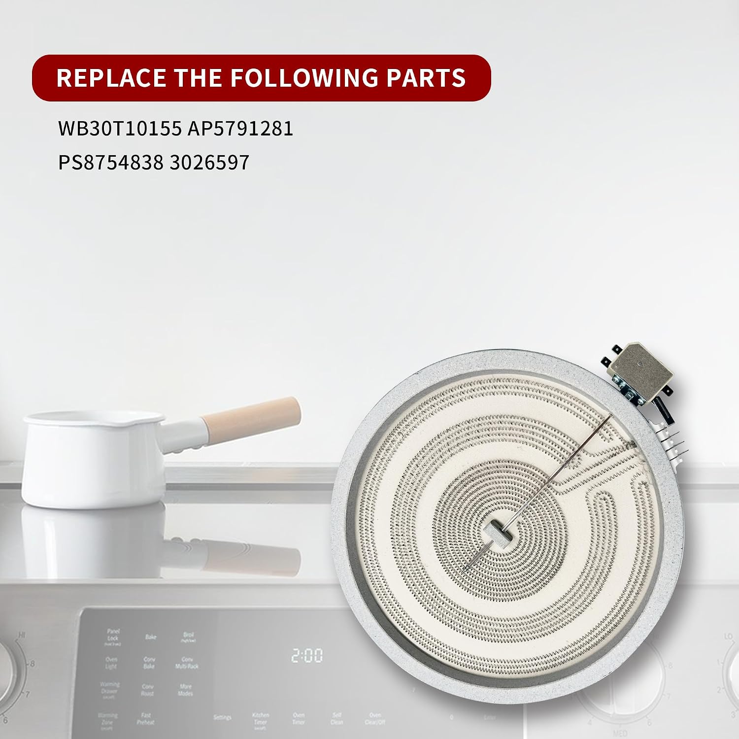 WB30T10155 11.8" Triple Radiant Surface Element Intended for Electric Stove, Replace 3026597 AP5791281 PS8754838 EAP8754838