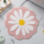 Cute Bath Mat,Pink Flower Rug,Water Absorption Non Slip Mat,Soft Machine Wash Rug Mat for Bedroom Kitchen Bathroom Toilet Floors 25.6 x 25.6 Inches (Dark Purple)
