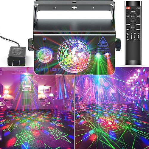 Miniatura 7 de Luces de fiesta, luz de discoteca, luz estroboscópica activada por sonido e iluminación de DJ con control remoto, luces rave para fiestas