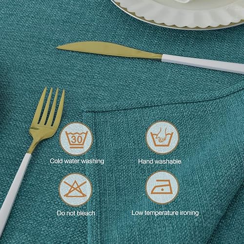 Vista 119 de Mantel rectangular de 57 x 118 pulgadas, lino sintético, sin arrugas e impermeable, color beige, rectangular, Navidad, Acción de Gracias, otoño