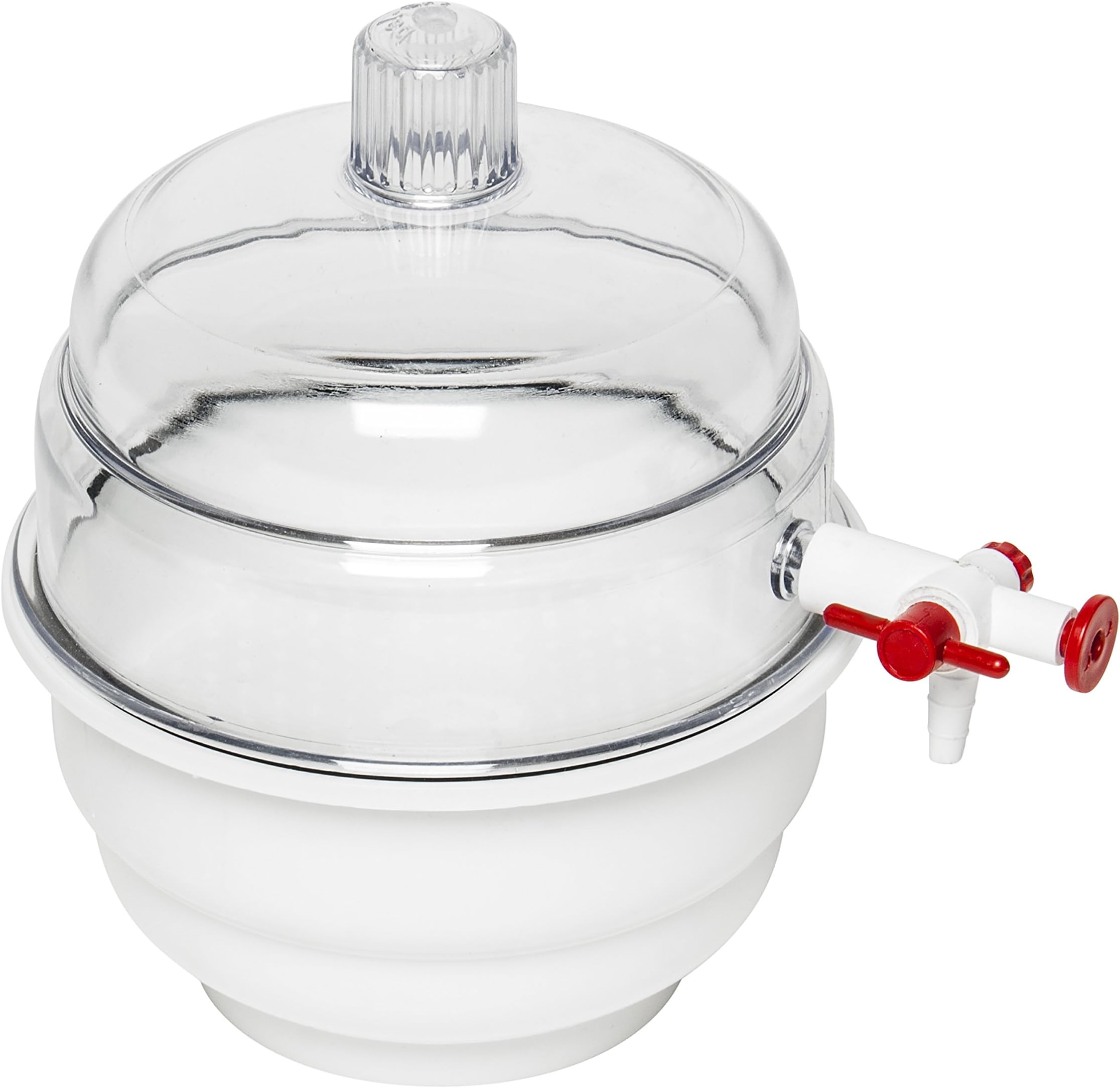 SP Bel-Art “Space Saver” Vacuum Desiccator, Clear White Polypropylene Bottom with Flat Dome Top, Airtight Seal for Moisture Control, 0.09 cu ft Vacuum Chamber for Lab Storage & Sample Protection Made in USA