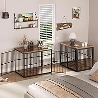 Vista 38 de Mueble de jaula para perros XXL de 48" con 3 puertas, jaula de madera combinada para mascotas, perrera resistente de interior para perros medianos a