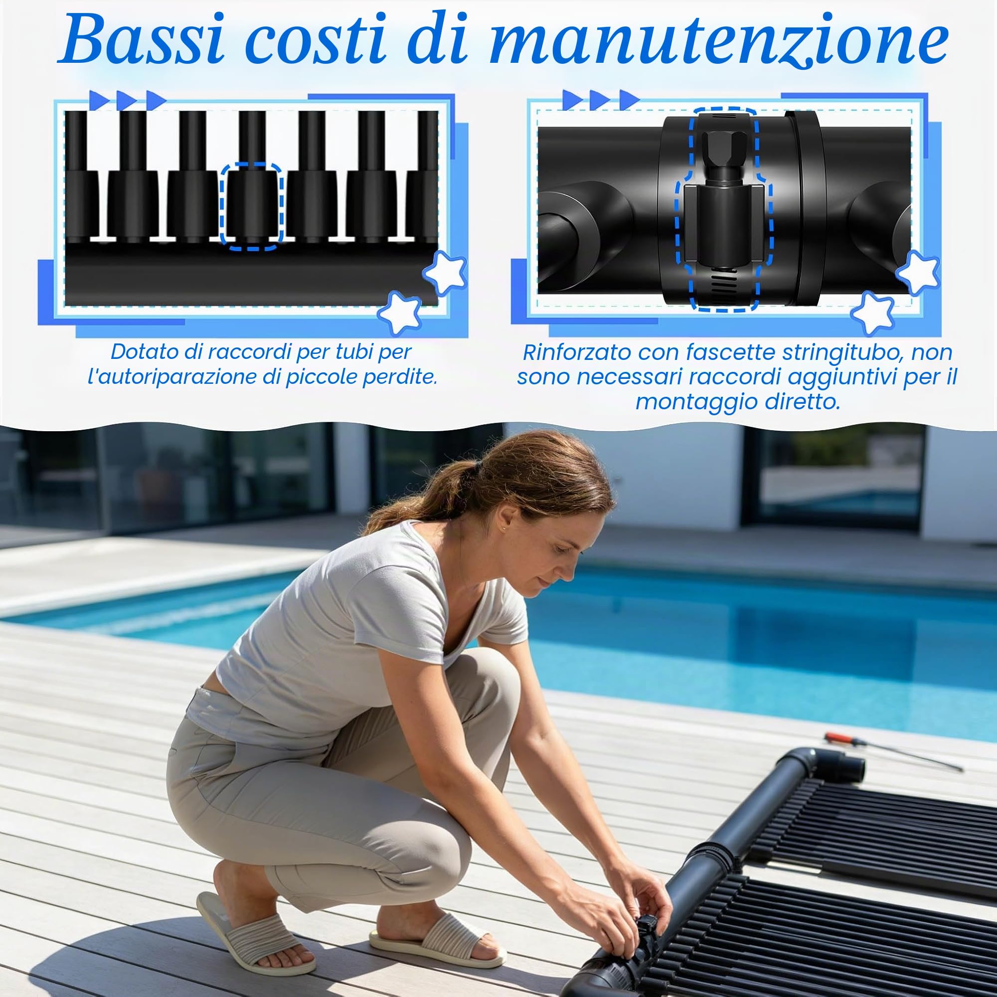Froadp Riscaldamento solare per piscina, piscina, riscaldamento ad acqua calda, riscaldamento solare, tappetino riscaldante per piscina, tappetino riscaldante in NBR+PVC, estensibile, nero, 300 x 70