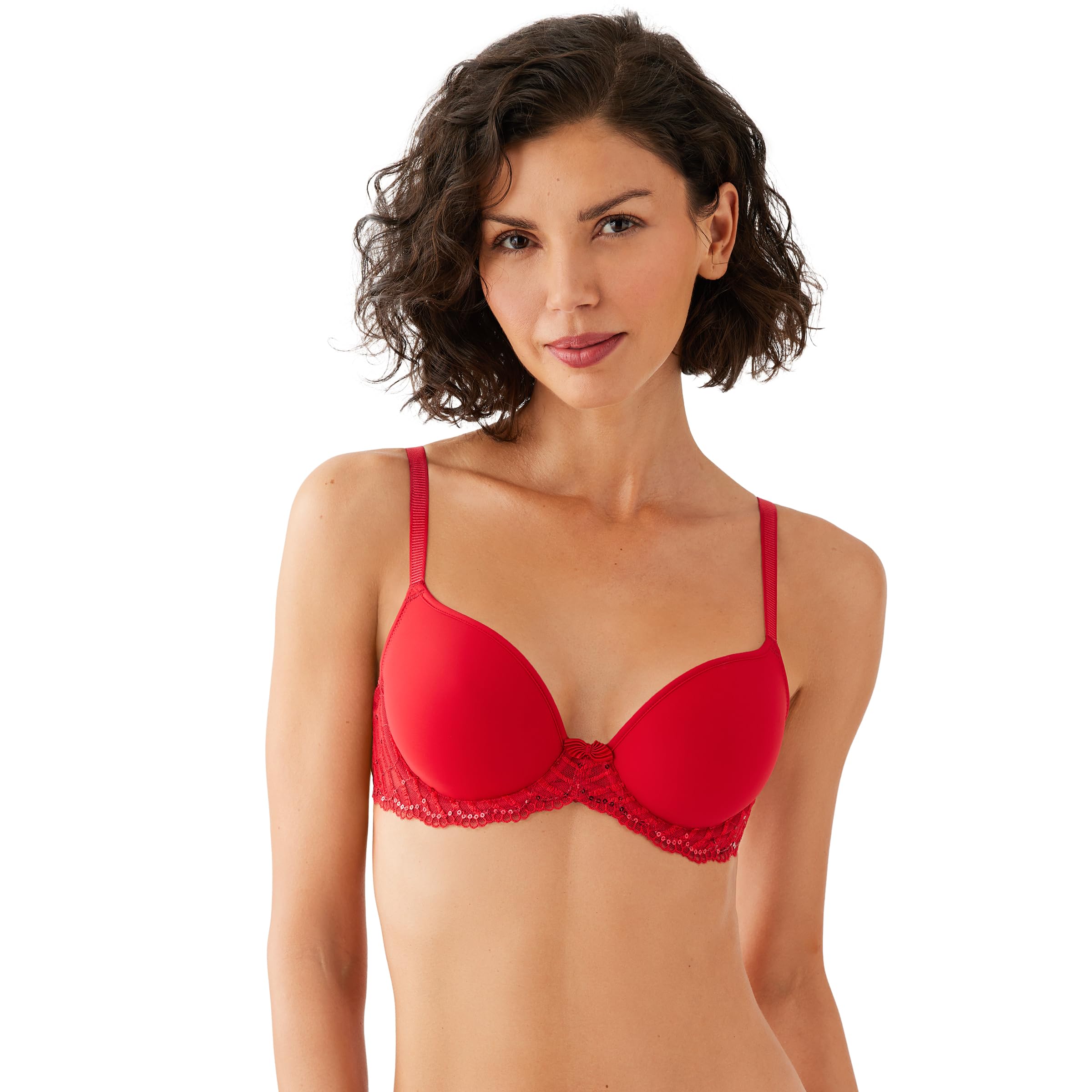 womens La Femme Lightly Padded Mid Coverage Plunge T-shirt Bra, 853117