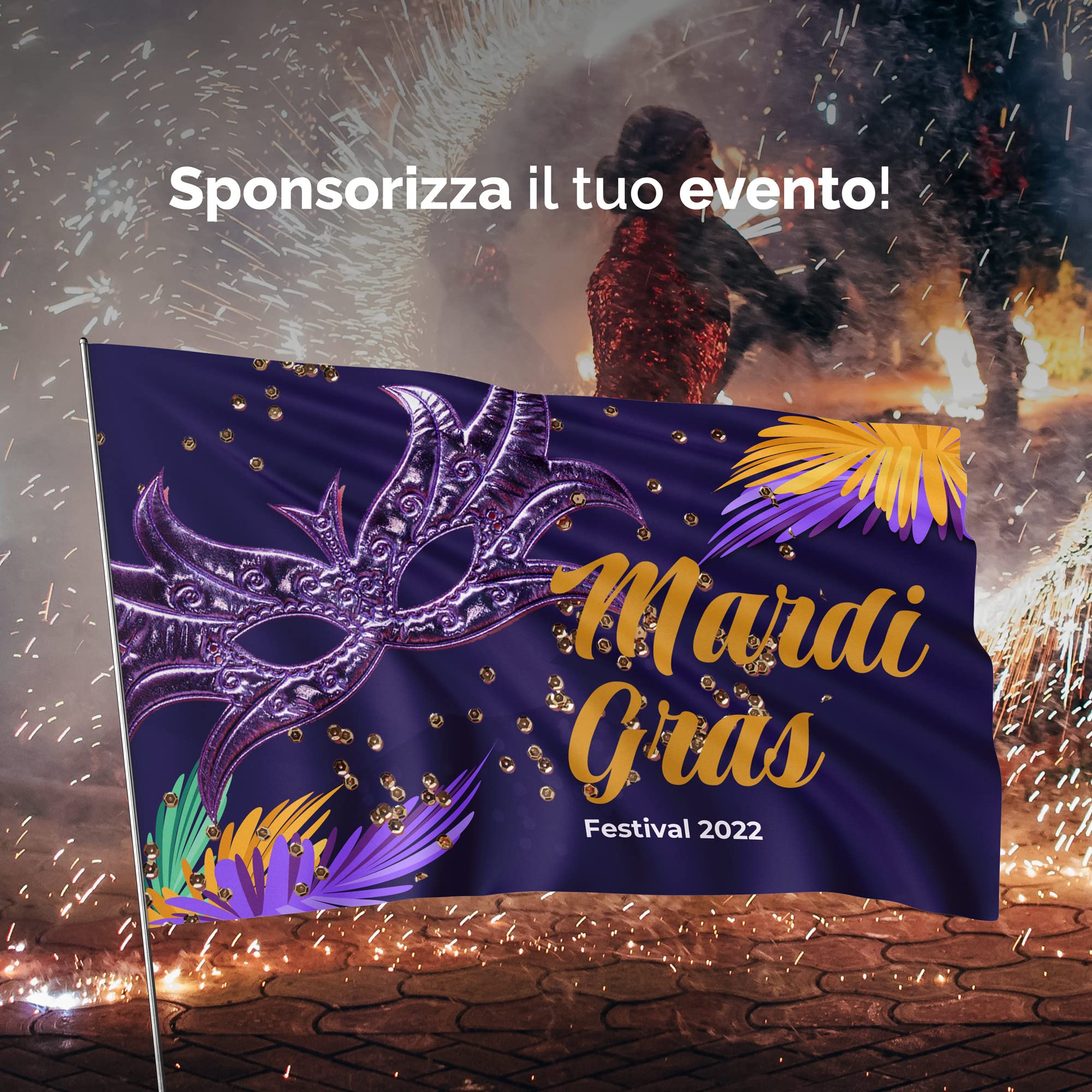 AL PRODUCTION Bandiera Personalizzata in Tessuto Nautico Ignifugo 115 gr/mq 70x100 cm - Stampa Sublimatica con Logo Immagine o Testo Personalizzabile - Made in Italy