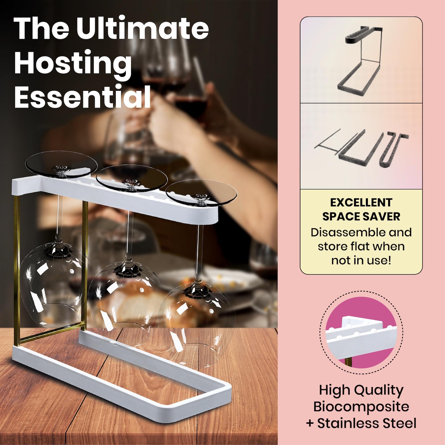 Portabicchieri Da Vino Happy Sinks - Per Lavastoviglie, Design Elegante, 3 Posti - Foto 3