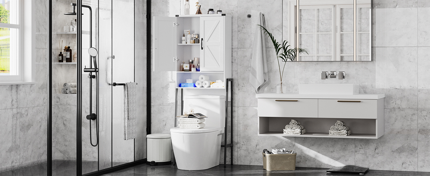 Amazon.com: Over The Toilet Storage Cabinet with 2-Door