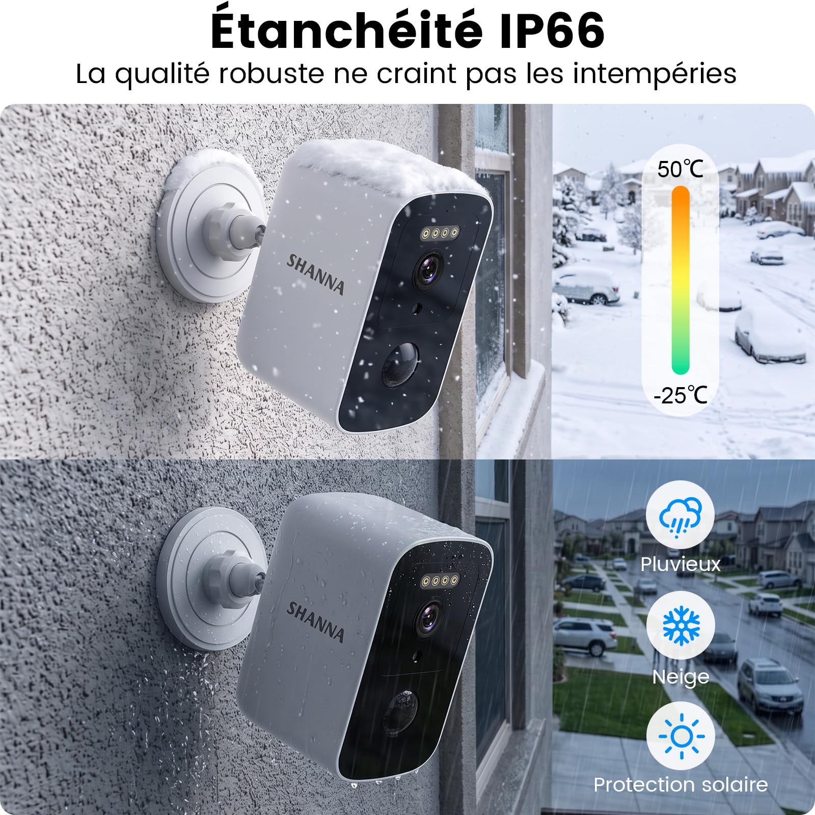 Caméra de Surveillance sans Fil Extérieur-Stockage Cloud Gratuit,Support Magnétique Caméra de Surveillance Extérieur 5GHz&2,4GHz WiFi,Détection Personnes/Mouvements,Vision nocturne couleur par IA,IP66