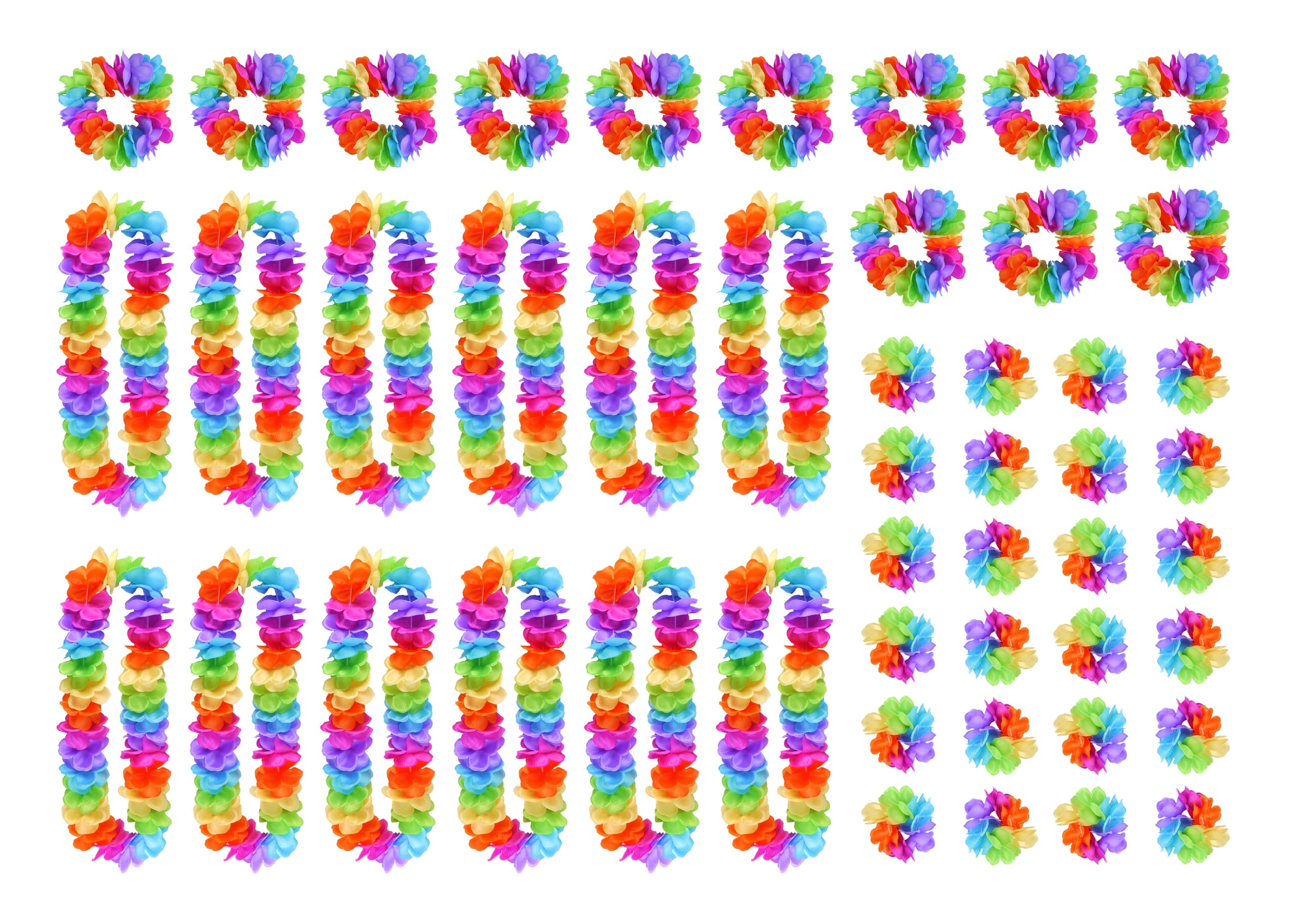 Henbrandt 12 x Rainbow Pride Hula Lei Flower Garland 4pc Party Set LGBTQ+ Fancy Dress Accessories for Gay Pride Decorations, Parades, Parties and Carnivals