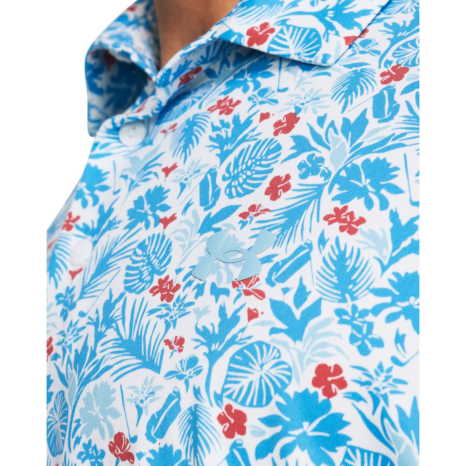 Under Armour Polos para hombre, blanco, azul, (White / Sky Blue), Small
