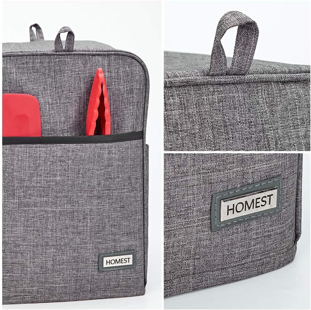 HOMEST Dust Cover Compatible with Keurig Coffee Maker, Single Serve Coffee Makers Cover with Storage Pockets for K Cup, Grey