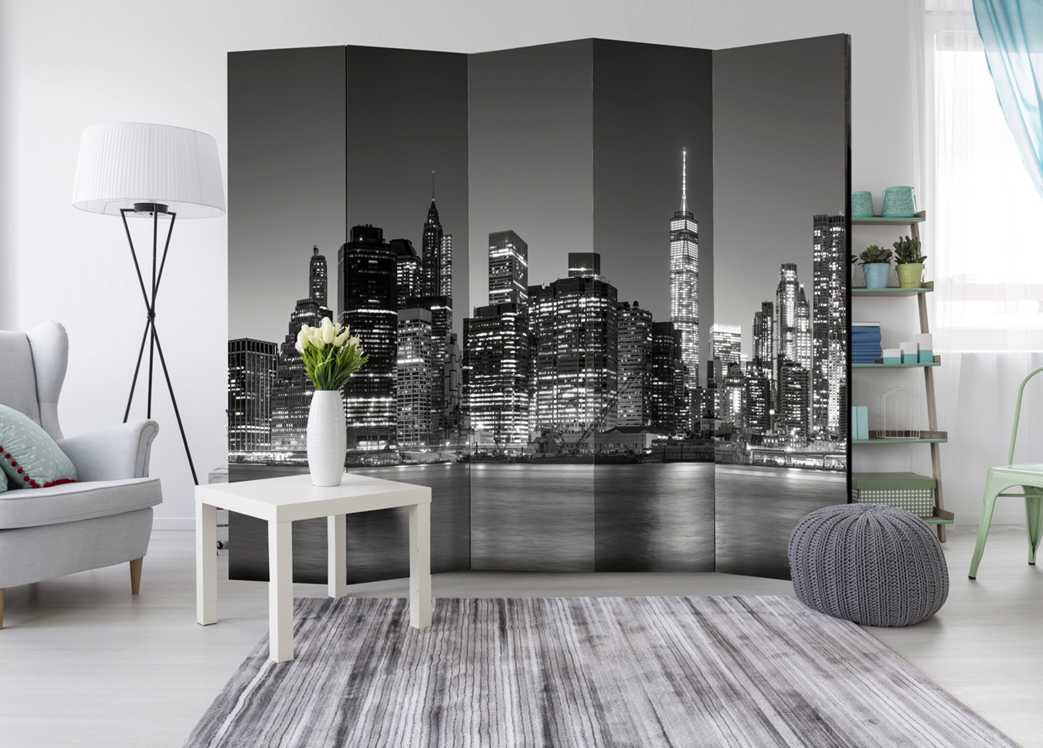 Paravent Déco Réversible B&D XXL Manhattan New York - Séparateur De Pièce 225x172 Cm