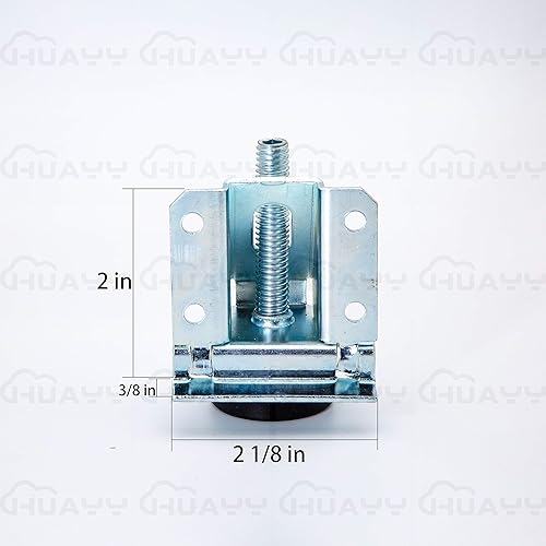 Miniatura 3 de HUAYY - Patas niveladoras de muebles resistentes de 2 pulgadas de altura ajustables y bloqueo de tuercas hexagonales (paquete de 4)