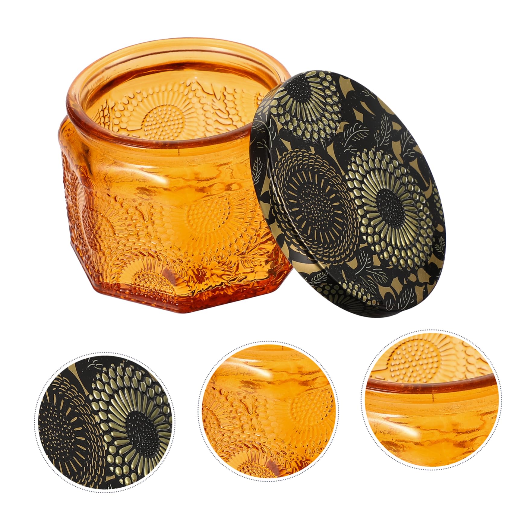 Contenitori per Candele 14 Pezzi in Vetro Arancia Rotondi | Coperchio Resistenti Riutilizzabili Calore , per e Crafts Storage e DIY