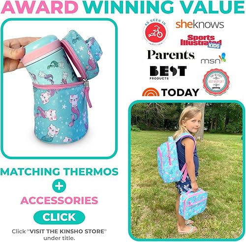 Miniatura 22 de Kinsho - Lonchera bento infantil, 5 secciones para control de porciones, bandeja de plástico desmontable sin bisfenol A, para niños preescolares