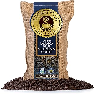 Stoneleigh Coffee – Premium 100 Grade A Jamaica Blue Mountain Coffee Roasted Beans– Genuine Jamaican Product - Traditional Jamaican Crocus (Burlap) Bag Packed Ideal for Gifting, 16oz