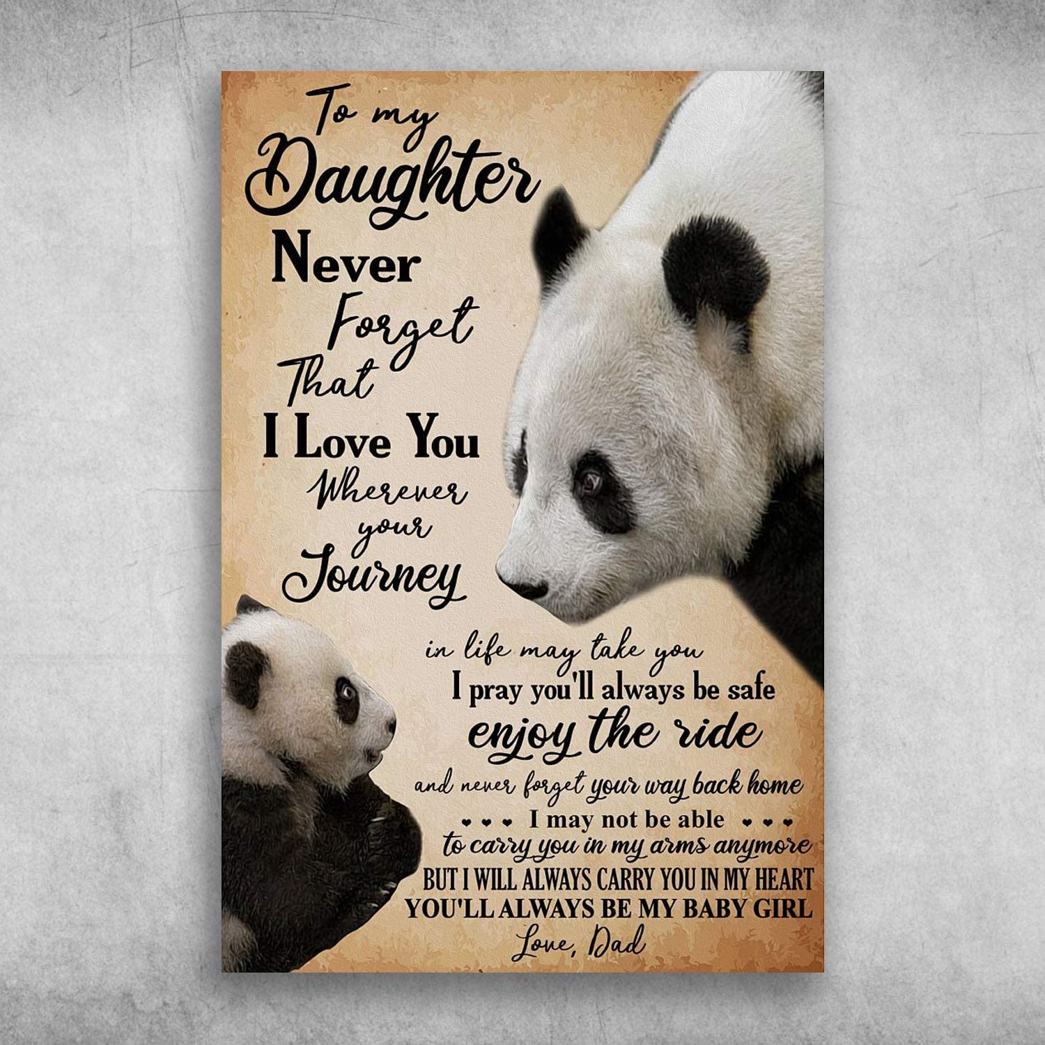 peiyeety to My Daughter You‘ll Be My Baby Girl Love Dad Funny Tin Sign Bar Pub Diner Cafe Wall Decor Home Decor Art Signage 8"x12"