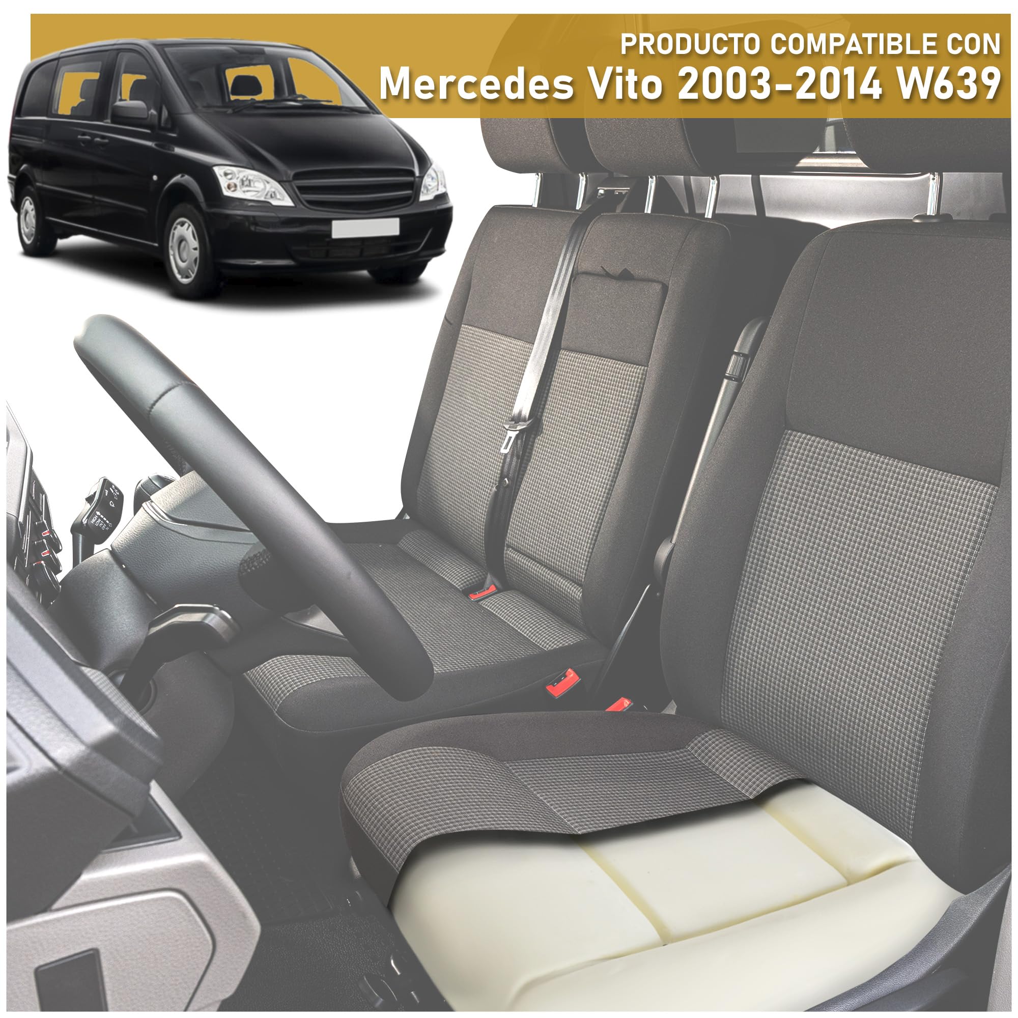 CHROMEMASTER Compatible con Mercedes Vito Viano W639 2003-2014 Espuma del Asiento, Inserto de Espuma para los Asientos Delanteros; Cambia el Inserto del Asiento y Disfruta de un Nuevo Asiento Cómodo
