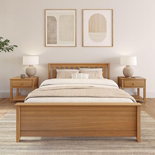 Miniatura 3 de Plank+Beam Solid Wood Queen Bed Frame, Platform Bed with Headboard, Pecan Nuez