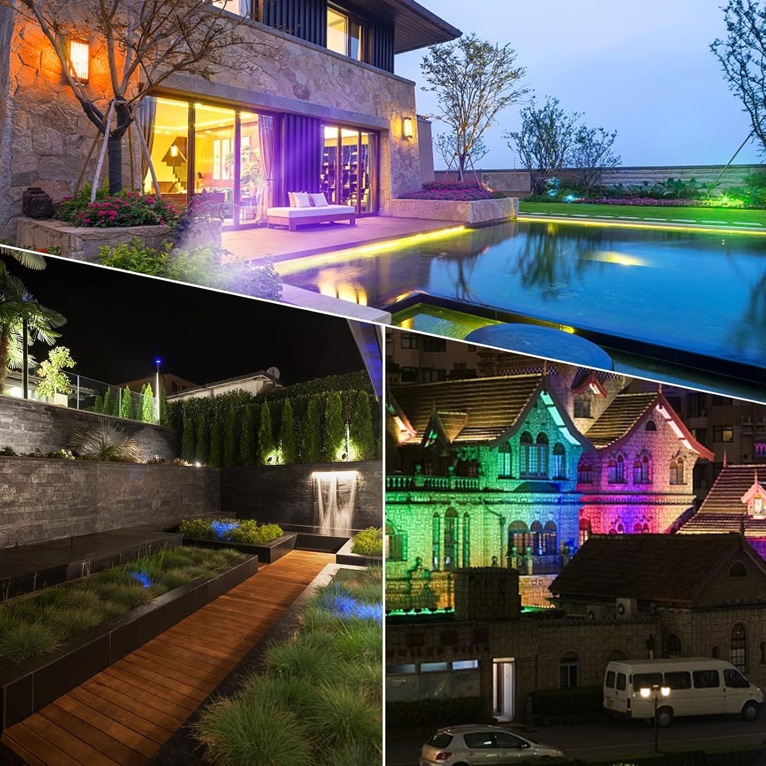 RGB Outdoor Spotlight 10W LED Color Changing Landscape Lights with Remote Control 12V~24V Landscape Lighting Waterproof Spot Lights Outdoor for Yard Garden Patio Lawn Halloween Decorative, 10Pack