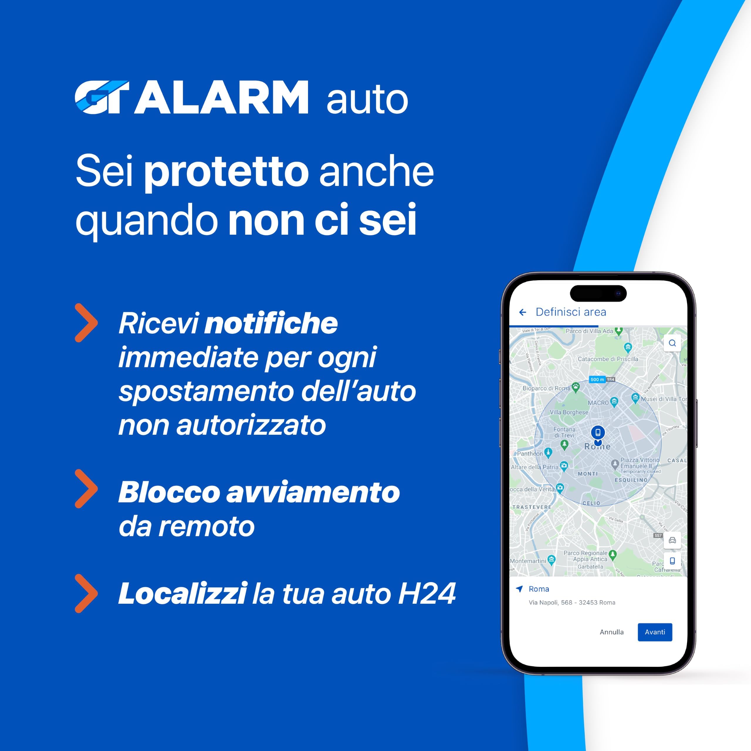 GT ALARM AUTO - Antifurto Satellitare per Auto con Centrale Operativa - 1 ANNO SERVIZIO INCLUSO