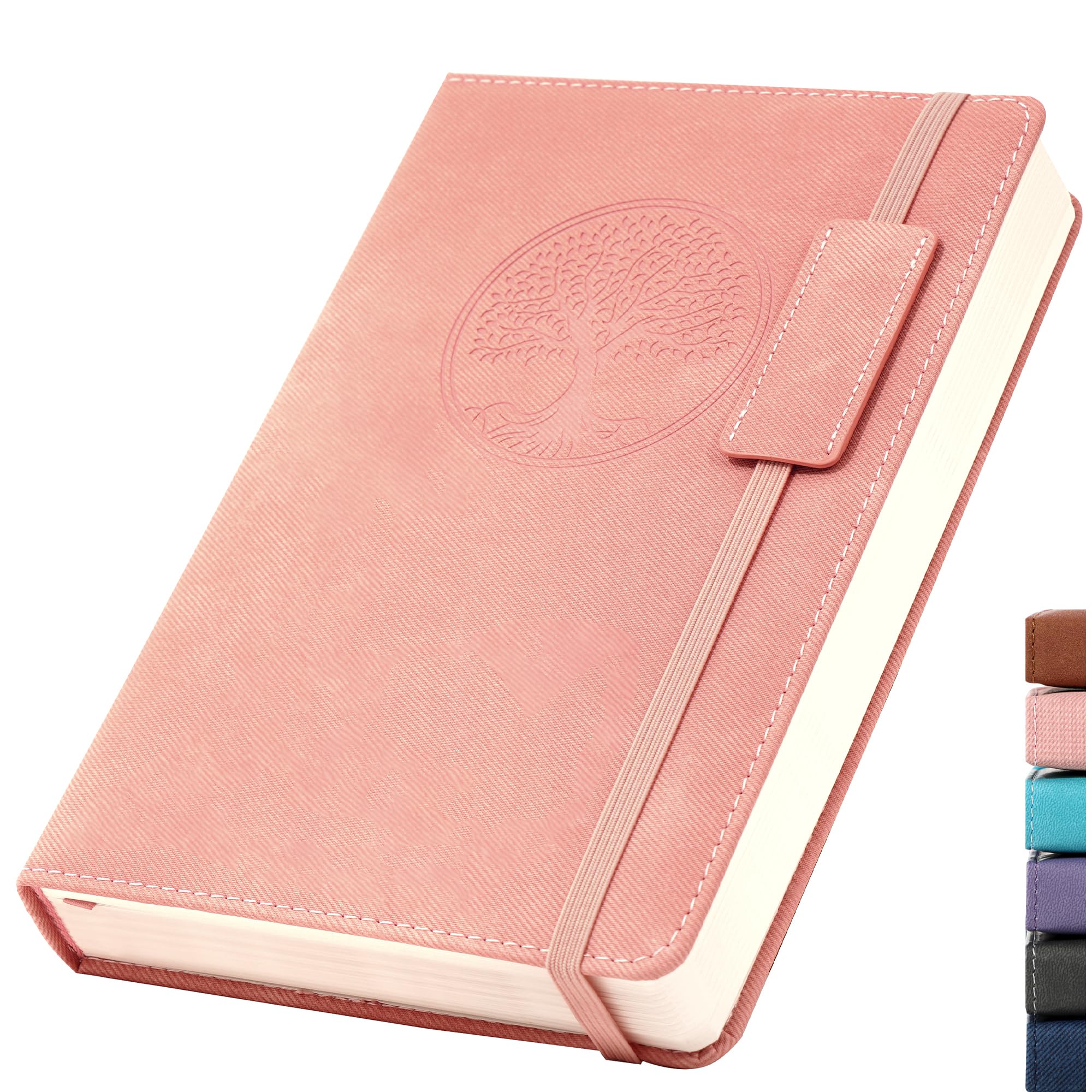 CAGIE Lined Journal Notebook for Women Hardcover Leather Journals for Writing, 256 Pages A5 Journaling Notebooks for Work Girls Diary, 5.7"x8.3", Pink