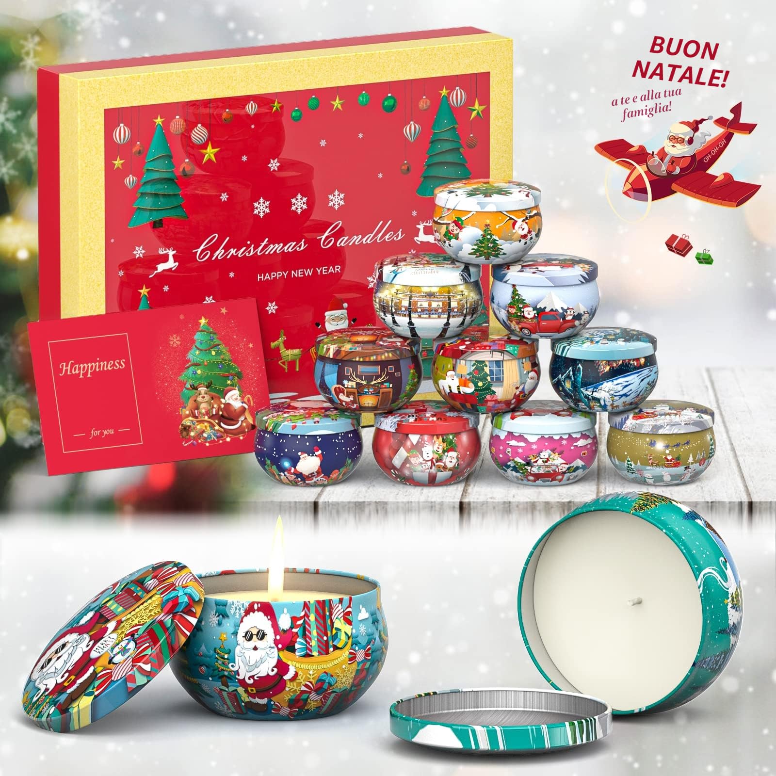 Primevolve 12 Pezzi candele profumate, 100% Cera di Soia Naturale, pensierini natalizi, set regali donna, Adatto per Compleanno Matrimonio Bagno Yoga