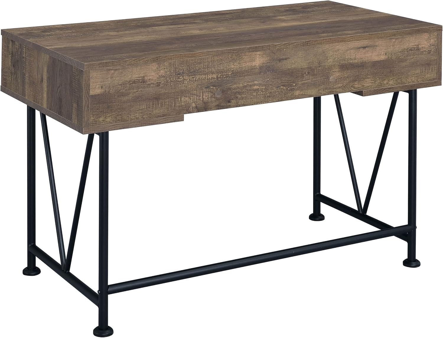 Coaster Furniture Analiese Farmhouse 3 Drawer Home Office Writing Desk Black Metal Base Rustic Oak Brown 802541