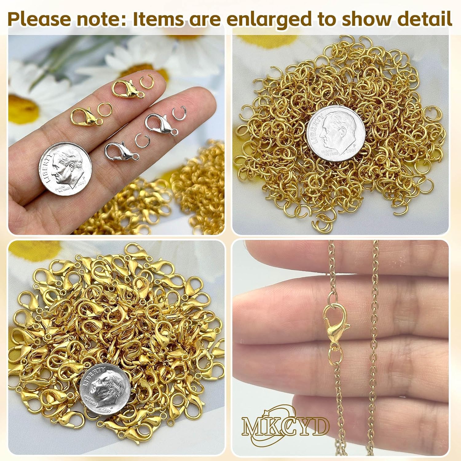 700Pcs Lobster Claw Clasps and Open Jump Rings Set, 14K Gold and Silver Necklace Clasps and Closures Lobster Parrot Trigger Clasp for Jewelry Making - Image 6