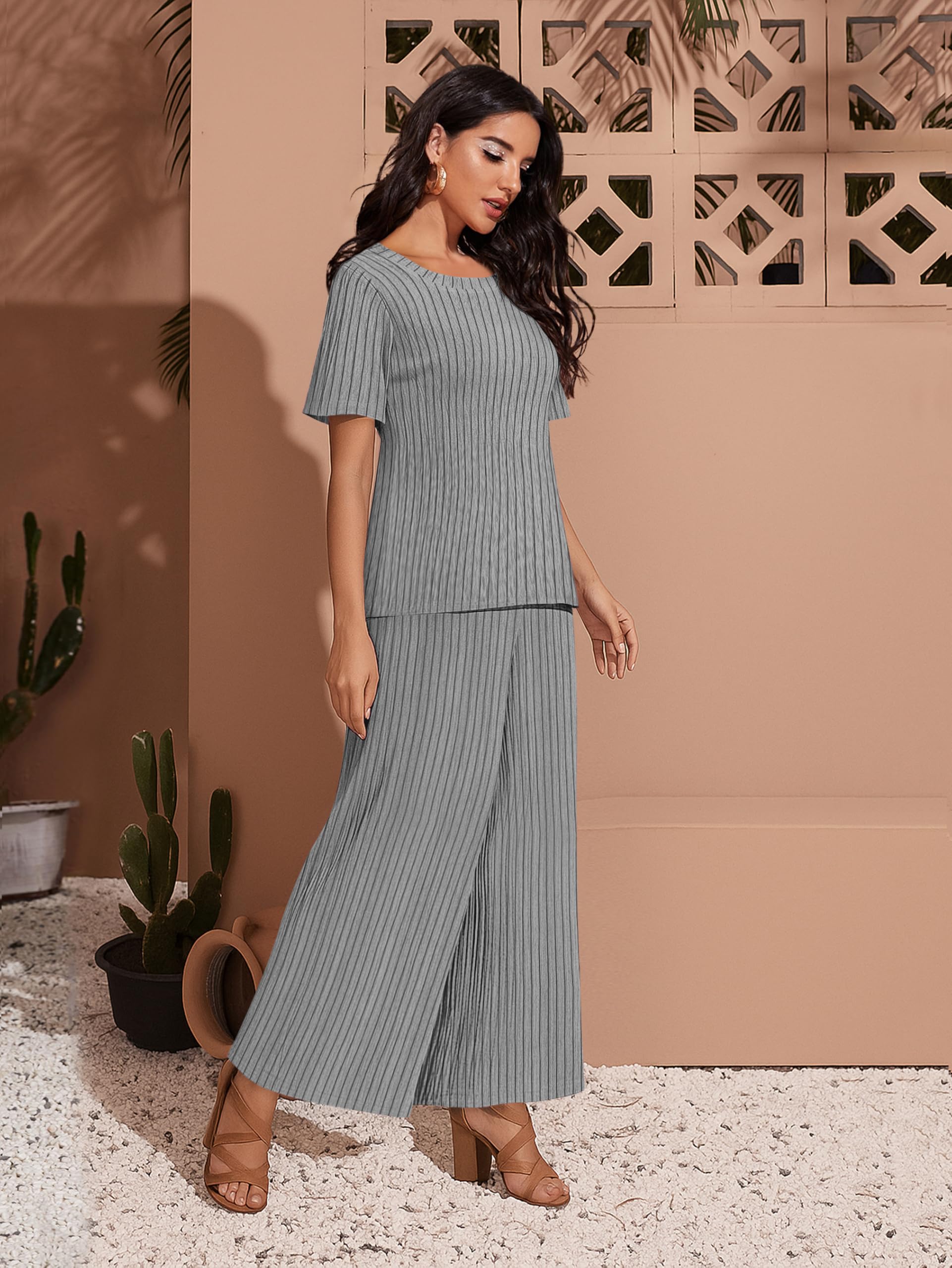 Toochki Pigiama da donna con top e pantaloni, tuta da notte coreana, set leggero con stampa a righe, biancheria da notte morbida e confortevole per ragazze e donne, set coordinato
