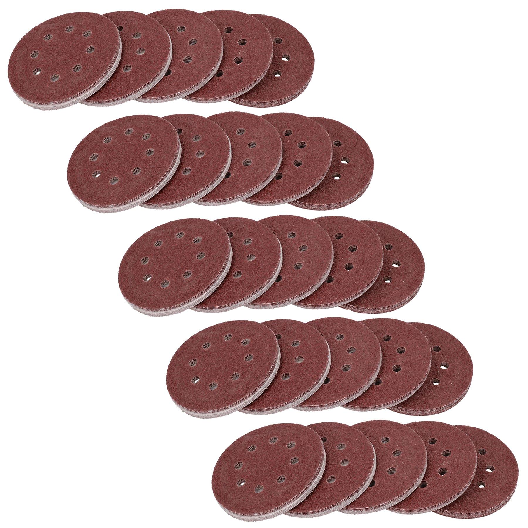 Discos abrasivos de grano mixto de 125 mm, con gancho y bucle, grano mixto, 250 unidades