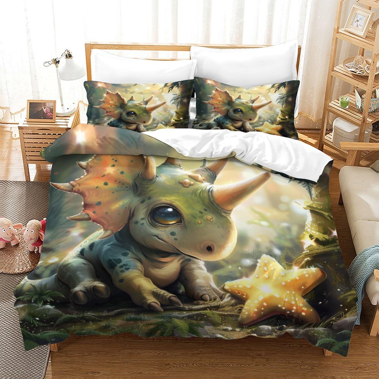 Parure de lit dinosaure respirante pour éviter la transpiration enfant 140x200