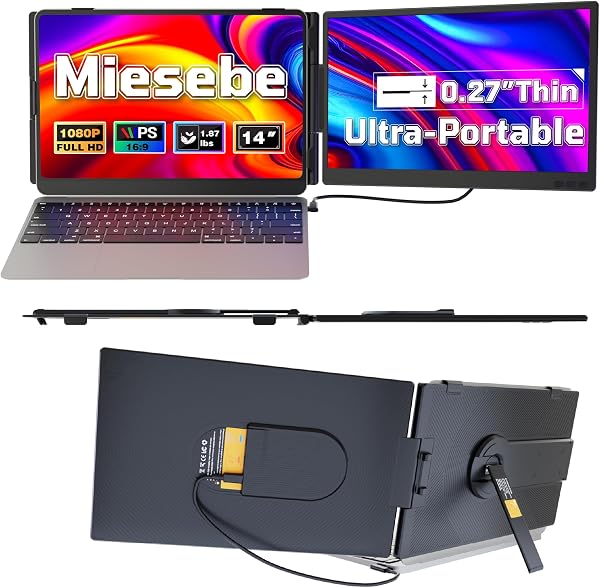The Miesebe 14-inch laptop screen extender offers a portable FHD display for enhanced multitasking.